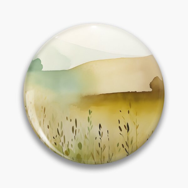 Item preview, Fields of Gold Watercolor Nature Art, Peaceful Art - Relaxing Yellow & Green Landscape Painting designed and sold by Lightweav.