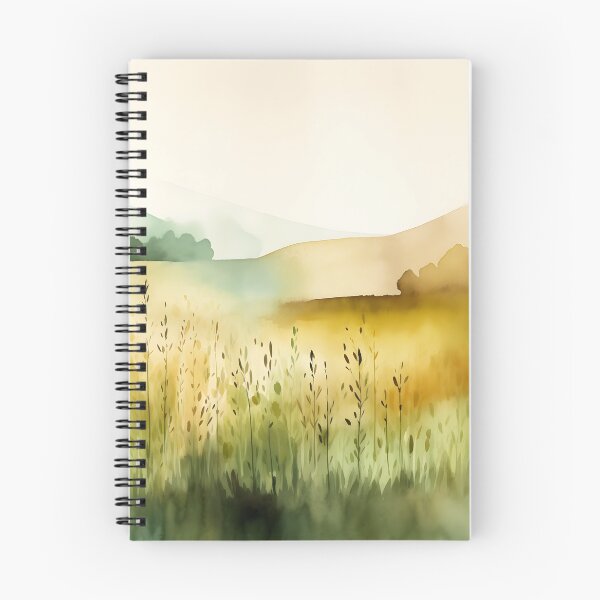 Item preview, Fields of Gold Watercolor Nature Art, Peaceful Art - Relaxing Yellow & Green Landscape Painting designed and sold by Lightweav.