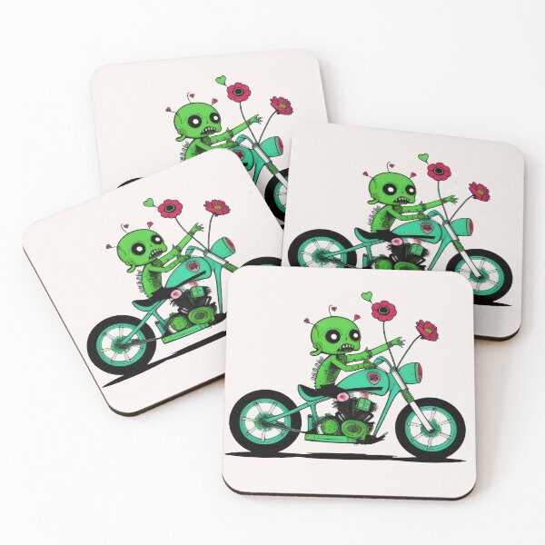 Item preview, Zombie Rider with Flowers - Quirky Green Zombie on Motorcycle Design designed and sold by Prime-Studio.