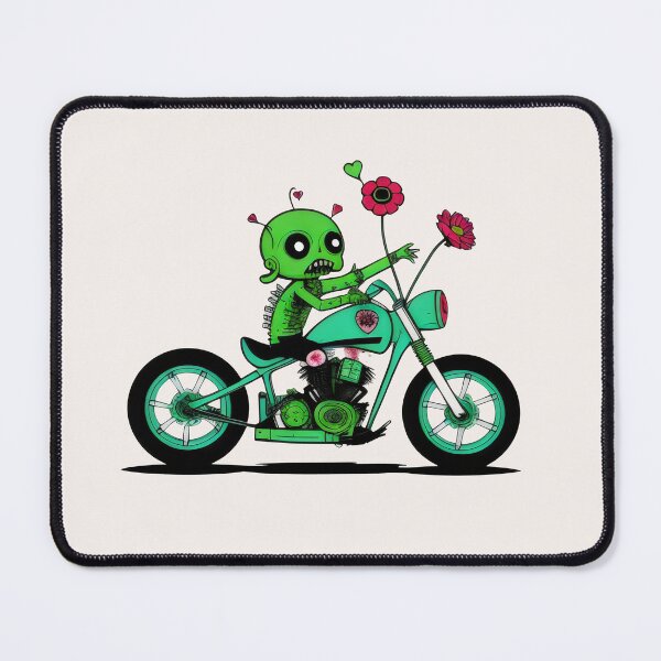 Item preview, Zombie Rider with Flowers - Quirky Green Zombie on Motorcycle Design designed and sold by Prime-Studio.