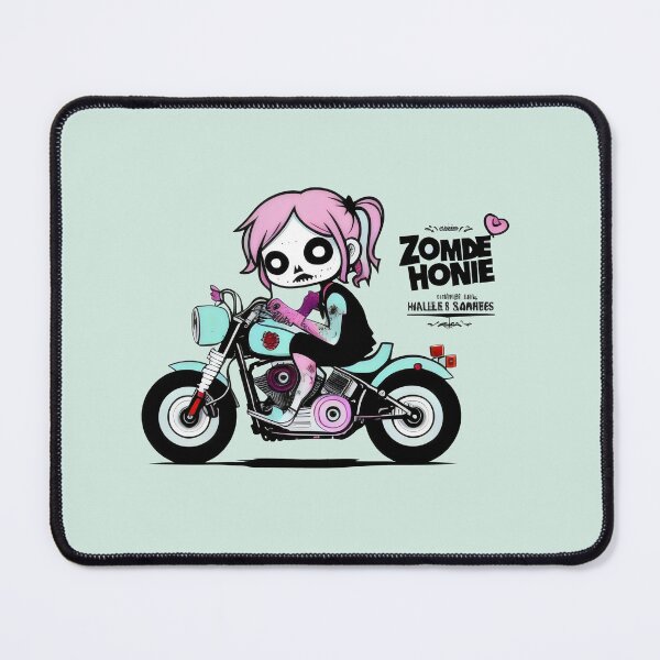 Item preview, Pink-Haired Skeleton Biker Girl - Cute and Spooky Motorcycle Design designed and sold by Prime-Studio.