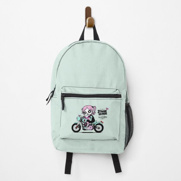 Item preview, Pink-Haired Skeleton Biker Girl - Cute and Spooky Motorcycle Design designed and sold by Prime-Studio.