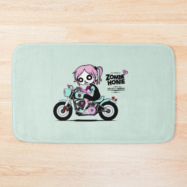 Item preview, Pink-Haired Skeleton Biker Girl - Cute and Spooky Motorcycle Design designed and sold by Prime-Studio.