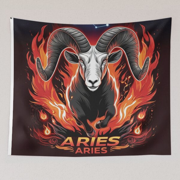 Item preview, Aries Zodiac Art | Bold Ram Design with Fiery Energy designed and sold by Makabas.