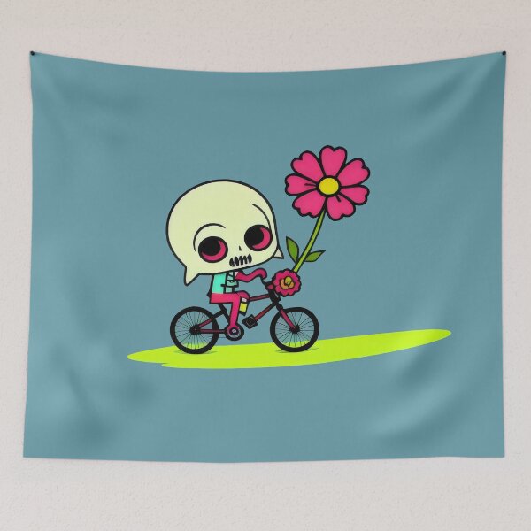 Item preview, Skeleton Kid on Bike with Flower - Cute and Quirky Skeleton Design designed and sold by Prime-Studio.