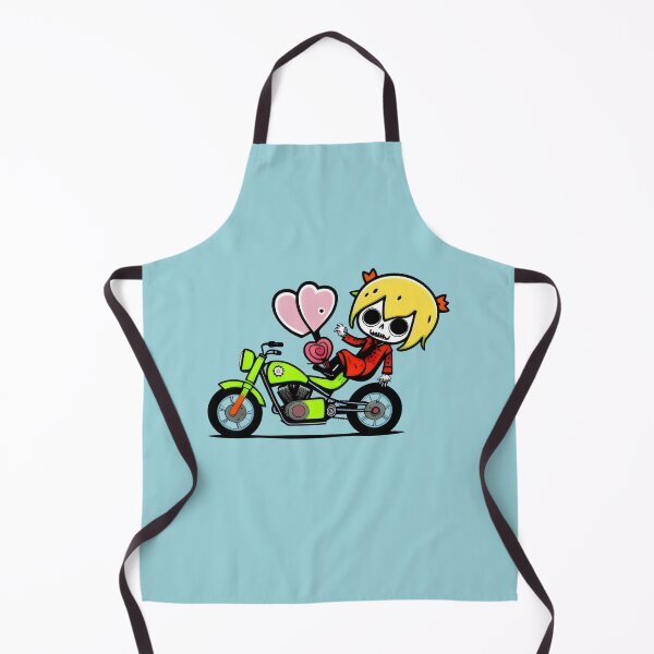 Item preview, Skeleton Girl on Green Motorcycle with Hearts - Cute and Playful Biker Design designed and sold by Prime-Studio.