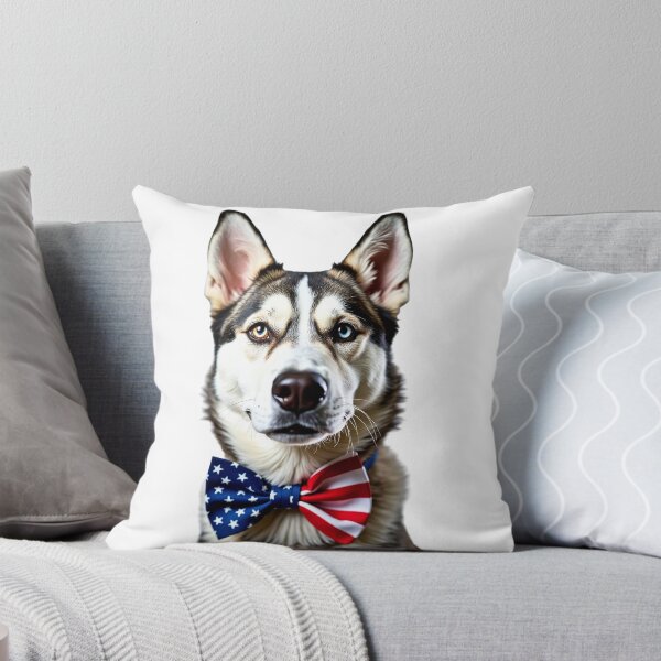 Item preview, Funny cool Siberian Husky dog wearing a USA flag bow tie designed and sold by LazyOwlStore.