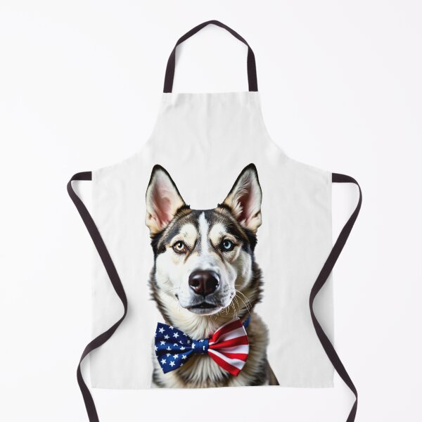 Item preview, Funny cool Siberian Husky dog wearing a USA flag bow tie designed and sold by LazyOwlStore.