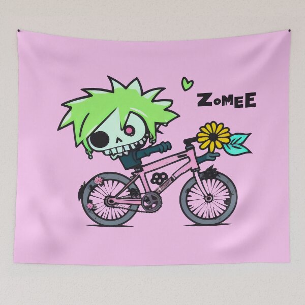 Item preview, Green-Haired Zombie on Pink Bike - Fun and Quirky Zombike Design designed and sold by Prime-Studio.
