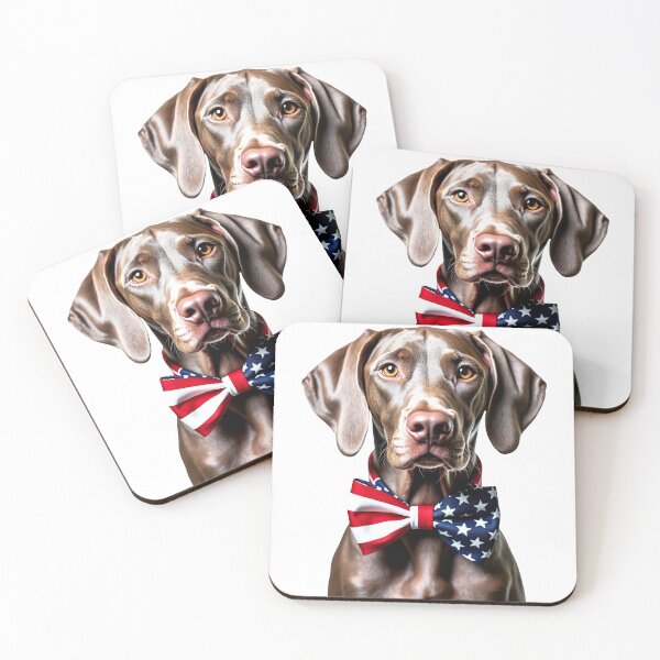 Item preview, Funny cool Weimaraner dog wearing a USA flag bow tie designed and sold by LazyOwlStore.