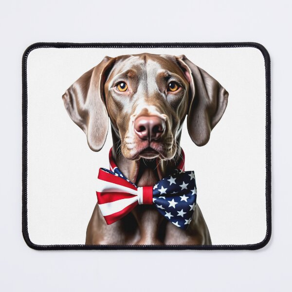 Item preview, Funny cool Weimaraner dog wearing a USA flag bow tie designed and sold by LazyOwlStore.