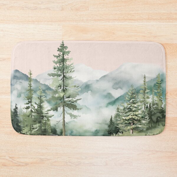 Item preview, Watercolor Pine Forest Lake mountain Aesthetic Graphic designed and sold by Nature Hues.