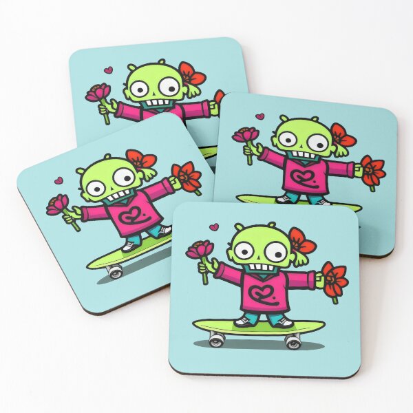 Item preview, Skateboarding Zombie with Flowers - Fun and Cute Zombie Skateboard Design designed and sold by Prime-Studio.