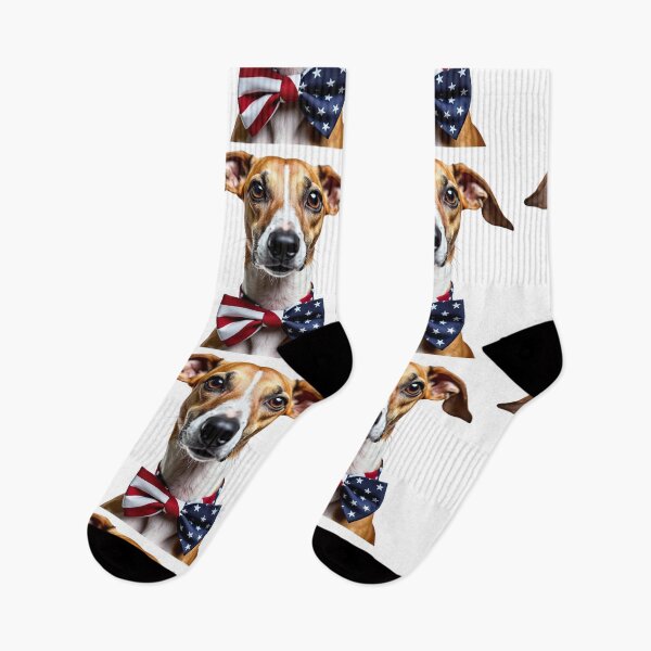 Item preview, Funny cool Greyhound dog wearing a USA flag bow tie designed and sold by LazyOwlStore.