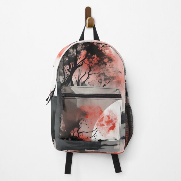 Item preview, Dark and Red Landscape - A Gloomy Watercolor Inkwash Atmospheric Wall Art, Ethereal Art designed and sold by Lightweav.