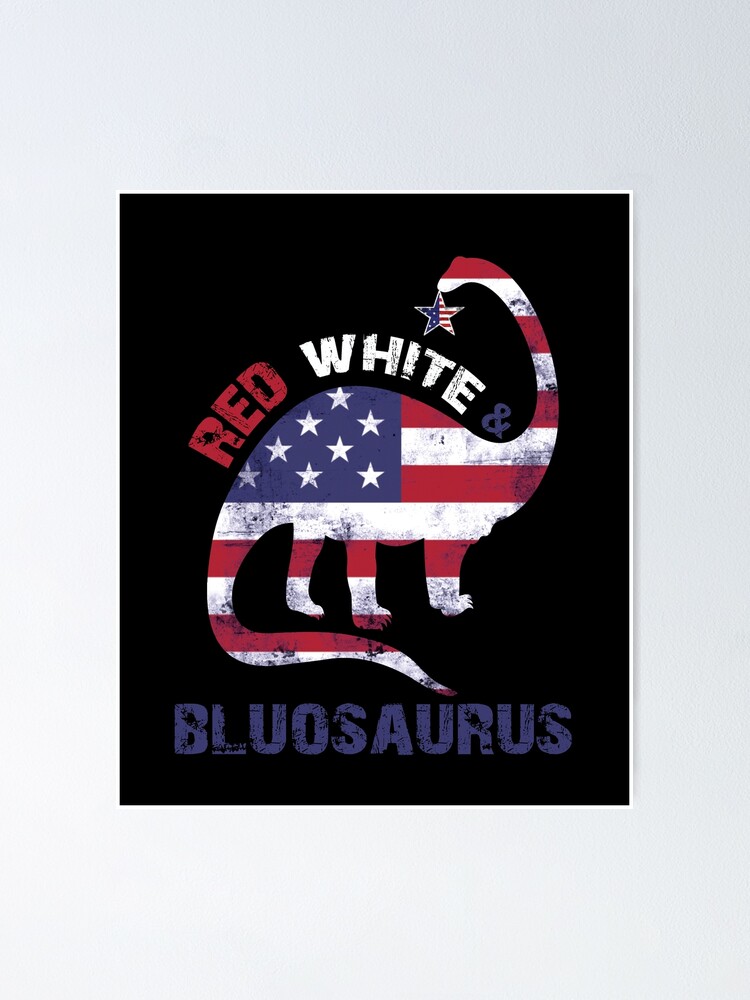 Custom Party Shop Kids Dinosaur 4th of July Red Baseball Tee
