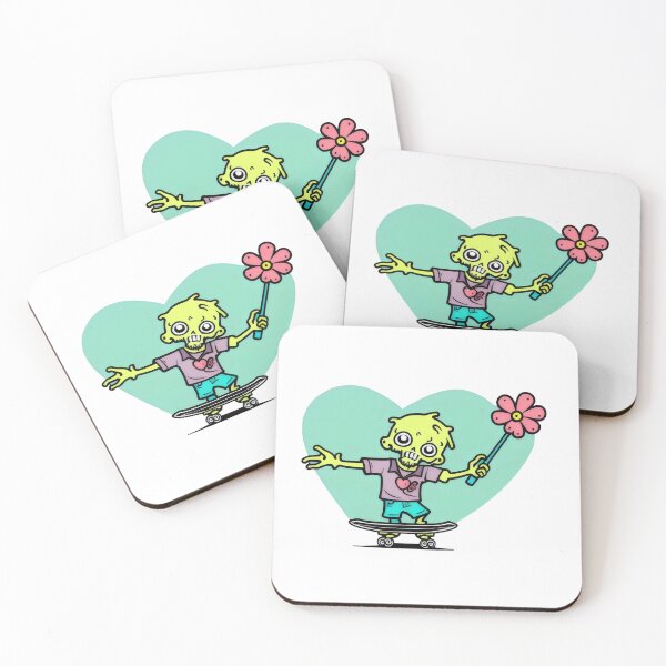 Aperçu de l'œuvre Zombie en skateboard avec fleur – Design amusant et ludique de skateur mort-vivant créée et vendue par Prime-Studio.