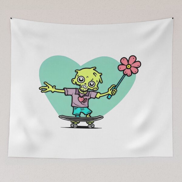 Item preview, Skateboarding Zombie with Flower - Fun and Playful Undead Skater Design designed and sold by Prime-Studio.