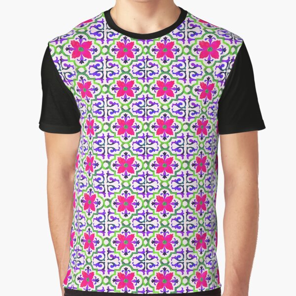 Vista previa del artículo con la obra «Patrón floral azulejo», diseñado y vendido por AM FineArtPrints.