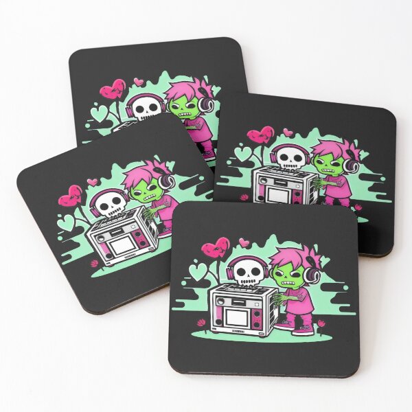 Aperçu de l'œuvre DJ Zombie avec squelette - Design de mort-vivant mélomane amusant et décalé créée et vendue par Prime-Studio.