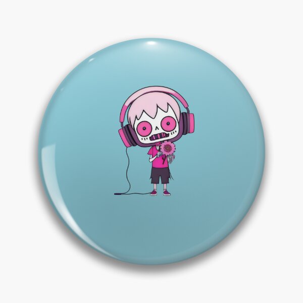 Artikelvorschau, Süßer rosa Zombie mit Kopfhörern und Blume - Kawaii Undead Music Lover entworfen und verkauft von Prime-Studio.