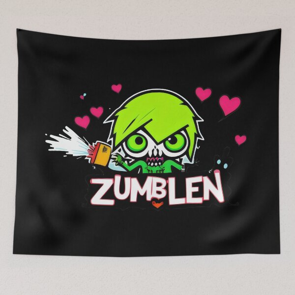 Item preview, Zumbie - Green-Haired Zombie Spray Paint Art with Hearts designed and sold by Prime-Studio.