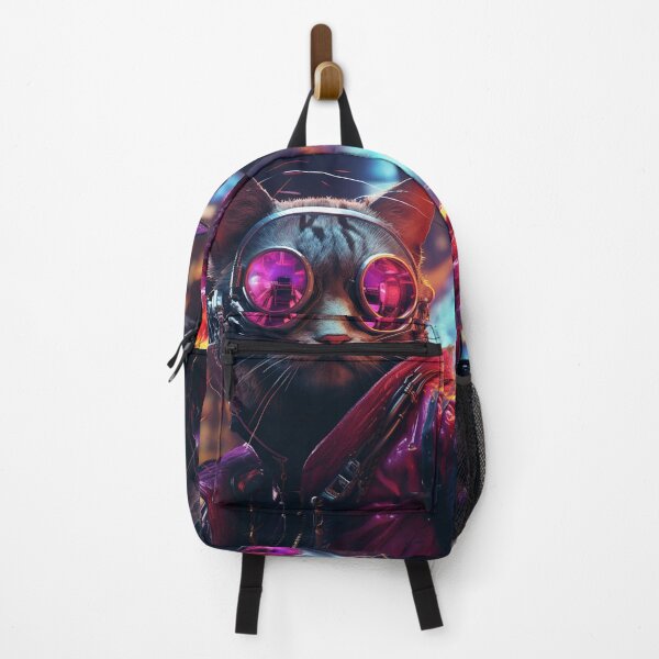 Item preview, Cyberpunk Cat Glass Purple Meow Shaggy Town  designed and sold by GrinGalore.