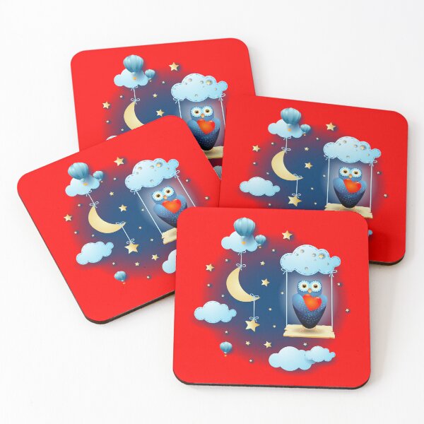 Item preview, Owl in love over the swing, at night designed and sold by LuisaVenturoli.