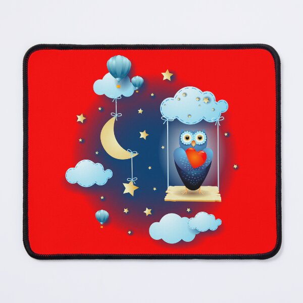 Item preview, Owl in love over the swing, at night designed and sold by LuisaVenturoli.