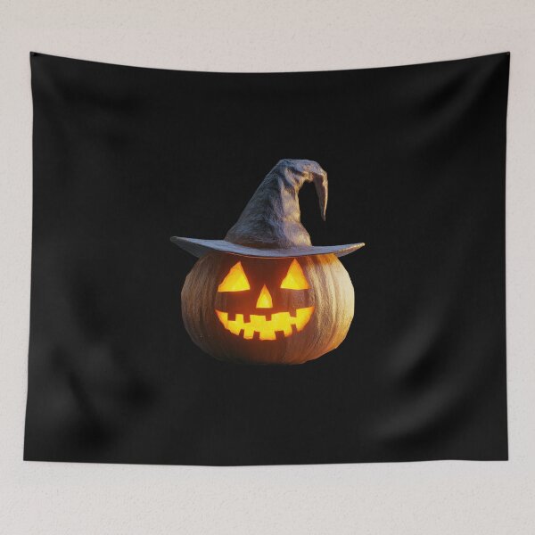 Item preview, Halloween Pumpkin Jack-o'-Lantern Wearing a Witch Hat - Happy Halloween designed and sold by lematworks.