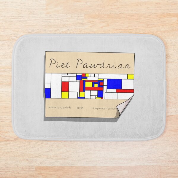 Item preview, Piet Paw-drian Exhibition Poster – Pug Art Tribute to Mondrian designed and sold by FinePugArts.