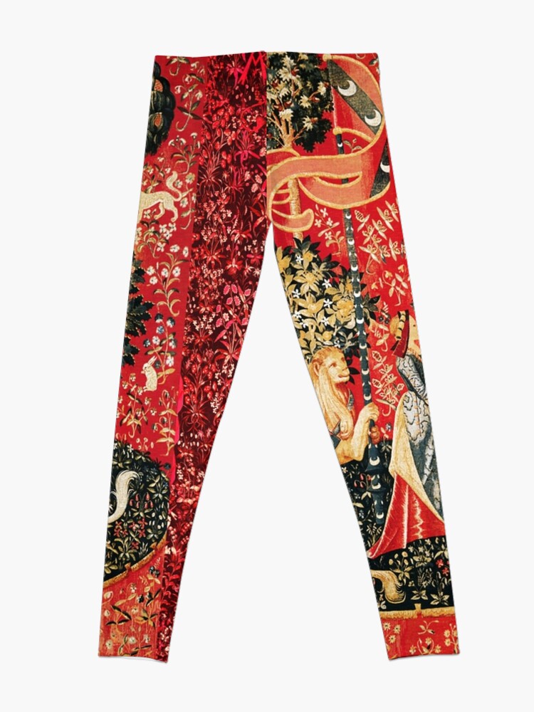 GREENERY, FOREST ANIMALS Pheasant and Fox Red Black White Floral Tapestry  Leggings for Sale by BulganLumini