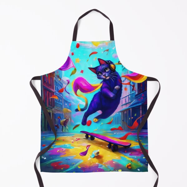Item preview, Skateboarding Cat with Headphones - Vibrant and Fun Urban Cat Art designed and sold by Cherry-Cat.
