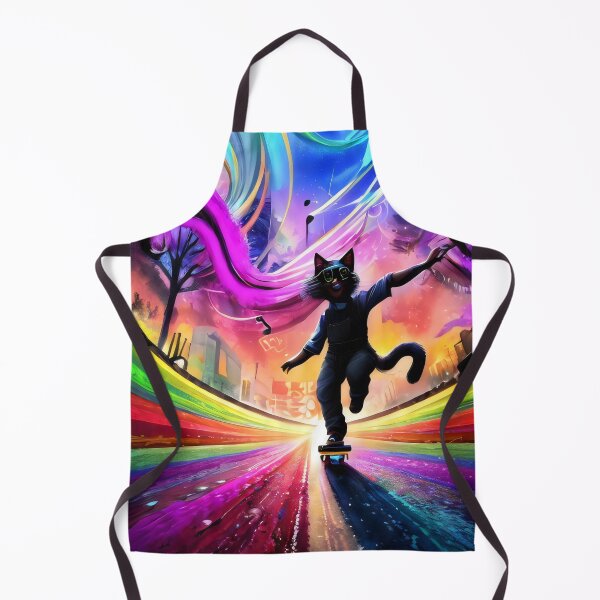 Item preview, Cosmic Skateboarding Cat with Neon Lights - Psychedelic Adventure Cat Design designed and sold by Cherry-Cat.