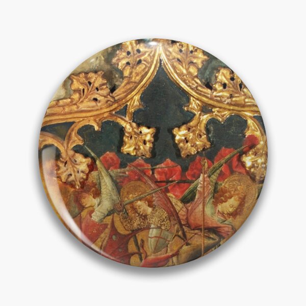 Item preview, Altarpiece of Saint Michael (left side panels) angels vs demons medieval Christian art designed and sold by Vintage Designs +.
