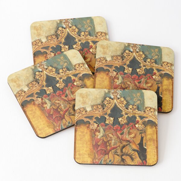 Item preview, Altarpiece of Saint Michael (left side panels) angels vs demons medieval Christian art designed and sold by Vintage Designs +.