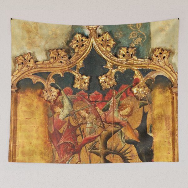 Item preview, Altarpiece of Saint Michael (left side panels) angels vs demons medieval Christian art designed and sold by Vintage Designs +.