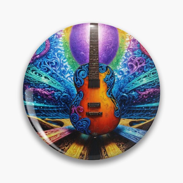 Item preview, Guitarra psicodélica con vibraciones cósmicas: diseño de arte musical colorido designed and sold by Cherry-Cat.