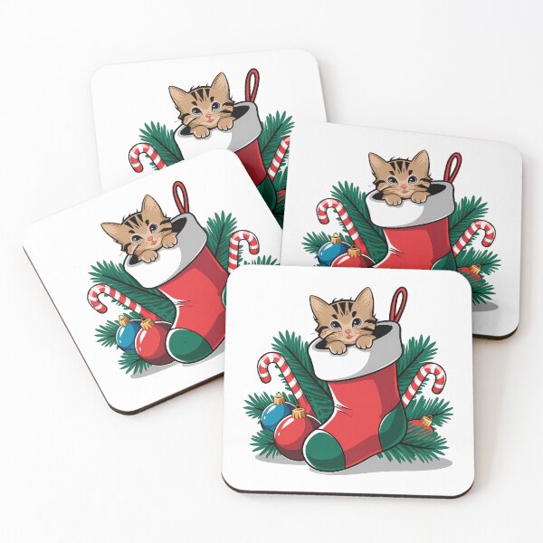 Artikelvorschau, Süße Katze im Weihnachtsstrumpf entworfen und verkauft von PurrGreen.