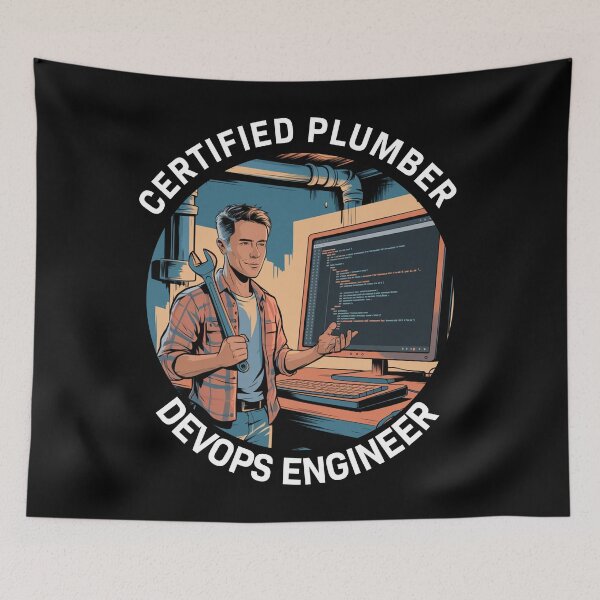 Item preview, Certified Plumber Meets DevOps Engineer designed and sold by Code  Monkeys.
