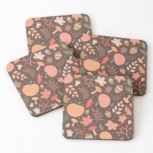 Item preview, Autumn berries acorns pumpkins cones leaves botanical seasonal nature mushrooms fungi designed and sold by Nicola-Rowe.