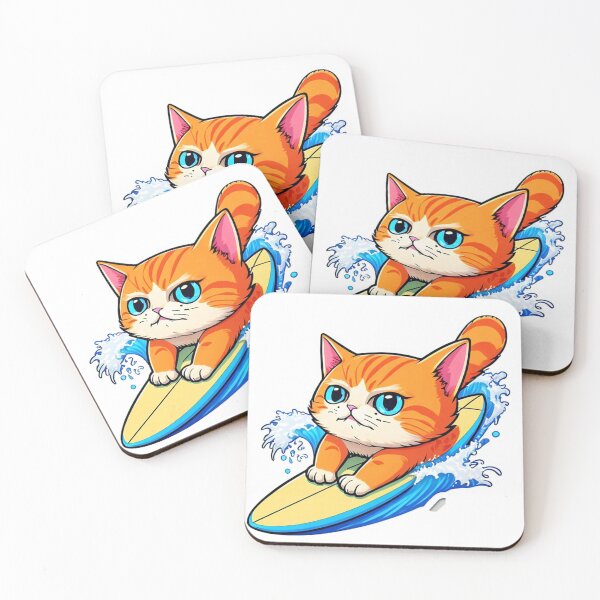 Item preview, Surfing Orange kitty Cat designed and sold by Bunmigraphics .