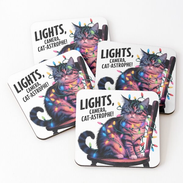 Item preview, Cat Tangled in Christmas Lights designed and sold by PurrGreen.