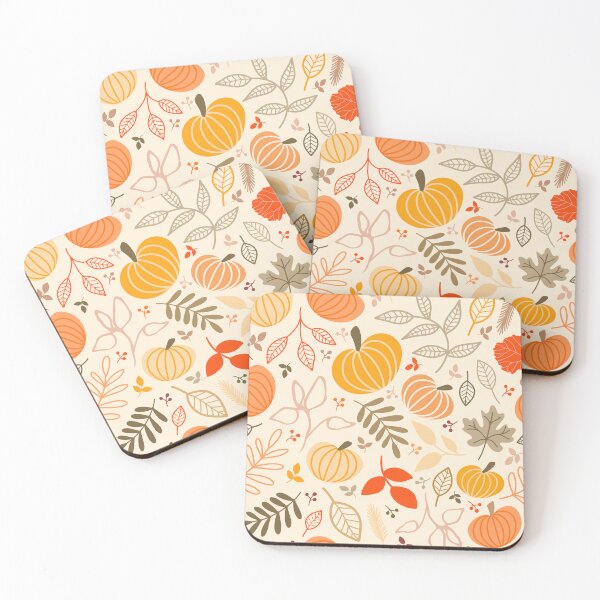 Item preview, Autumn seasonal pumpkins leaves botanical berries orange red brown  designed and sold by Nicola-Rowe.