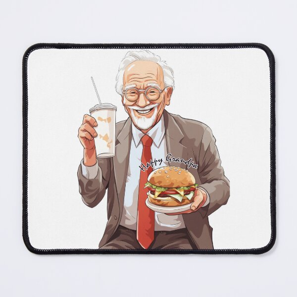 Item preview, Happy Grandpa enjoying burger designed and sold by Ryslissa.