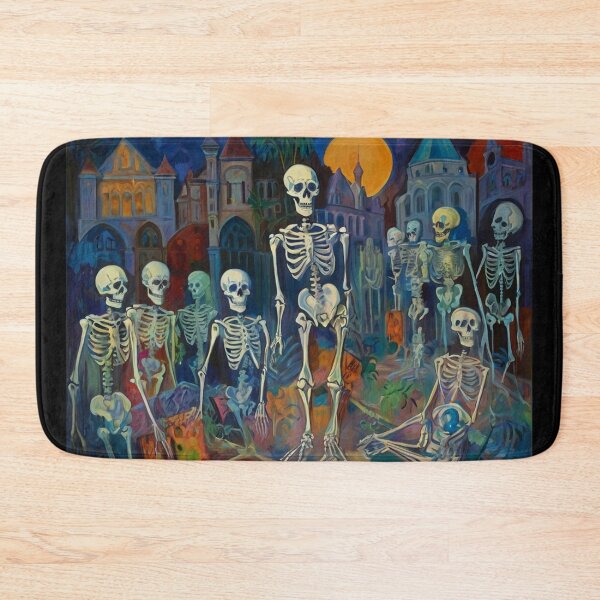 Item preview, Court of Skeletons Day of the Dead expressionist art painting designed and sold by Vintage Designs +.