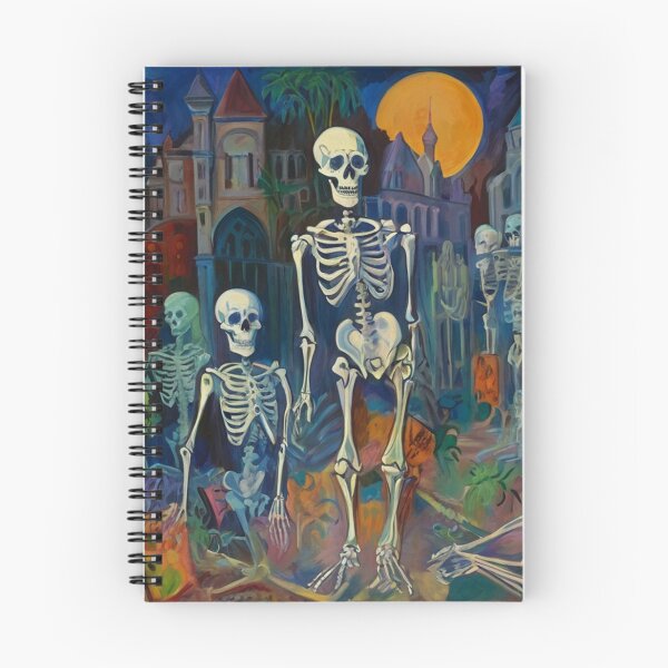 Item preview, Court of Skeletons Day of the Dead expressionist art painting designed and sold by Vintage Designs +.