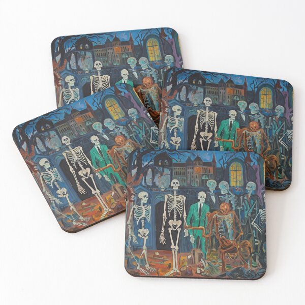 Item preview, Court of Skeletons Day of the Dead expressionist art painting designed and sold by Vintage Designs +.