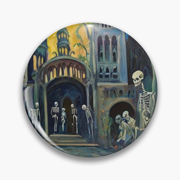 Item preview, Court of Skeletons Day of the Dead expressionist art painting designed and sold by Vintage Designs +.