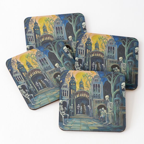 Item preview, Court of Skeletons Day of the Dead expressionist art painting designed and sold by Vintage Designs +.